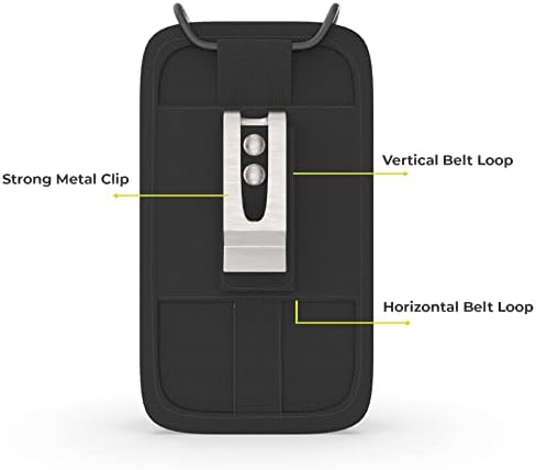 AGOZ vertical two way radio holder side angle highlighting the durable stitched canvas material.