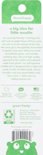 Back of Hello toddler toothpaste packaging showing vegan and SLS free certifications.