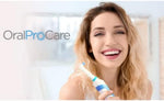 ROTADENT PROCARE rotary toothbrush resting on its premium white vertical countertop charging station base.