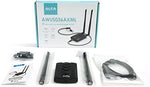 ALFA Network AXE3000 high speed network card showing dual RP-SMA antenna ports