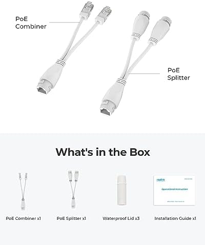 Reolink power over ethernet cable expansion accessory packaging box contents including installation guide.