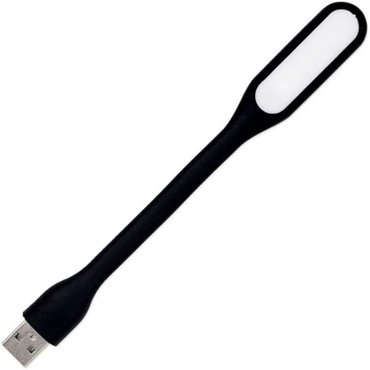 BUBUCAM USB LED Mini Reading Lamp front view plugged into a laptop keyboard