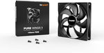 Be quiet Pure Wings 3 14cm PC fan emphasizing the premium matte black construction and 4-pin connector wire