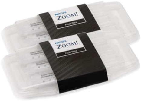 Close up view of the carbamide peroxide syringe tip and brand labels confirming product authenticity.