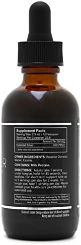 Side view of Super Silver 500 PPM liquid drops detailing the precise measurement dropper cap.