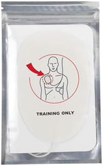 XFT adult training electrode pads showing anatomical placement guide