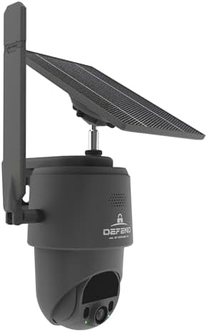 TACTACAM Defend 360 outdoor camera with attached solar panel setup for continuous charging