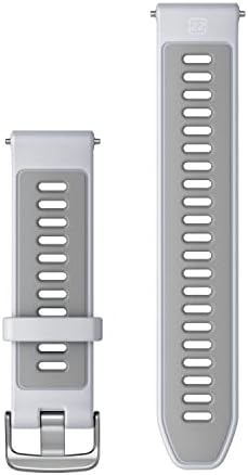 Garmin interchangeable 22mm textured silicone watch strap close up view with silver hardware