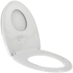 Close up of the secure wiggle free mounting hardware on the Nuby family toilet seat fixture