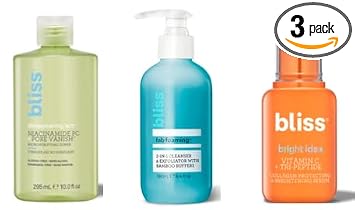 Bliss Bright and Balanced Skincare Trio front product view