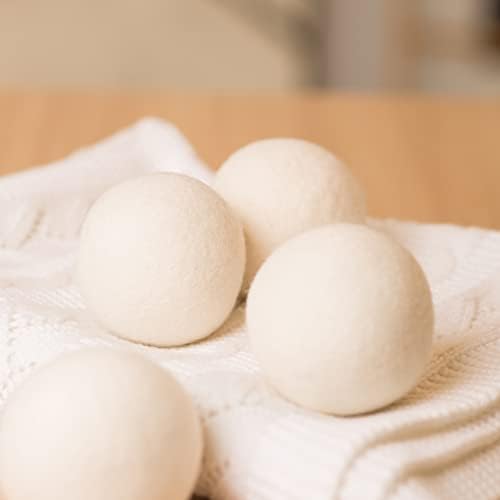 Handmade organic wool balls reducing laundry static cling and fabric wrinkles