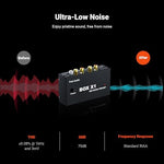 Fosi Audio Box X1 compact mini stereo preamplifier with grounding post close up