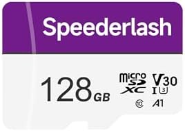 Speederlash 128GB TF card paired alongside its included full size black SD adapter