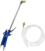 Pneumatic siphon spray gun with blue handle and clear three foot hose