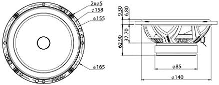 Dual fiberglass structure cone detail on the six and one half inch car audio woofer.