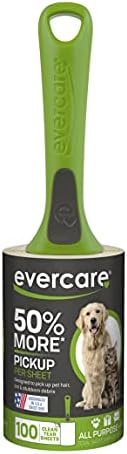 Evercare extreme stick lint roller removing dog hair from a black sofa