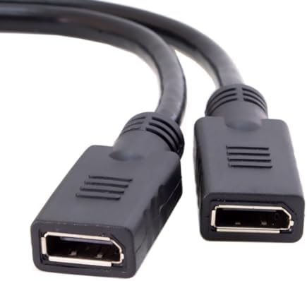 Chenyang dual female DisplayPort adapter cable outputs angled view