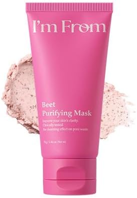 I'm From Beet Purifying Mask 70g tube featuring red packaging for Korean pore care.