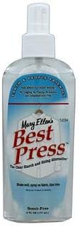 Non aerosol pump bottle of Mary Ellen Best Press fragrance free ironing spray for quilting stabilization.