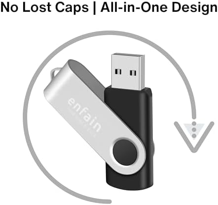 Ten pack Enfain bulk memory sticks demonstrating the integrated keychain loop attachment point