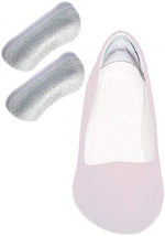 Pedag gray suede leather heel grips showing adhesive backing