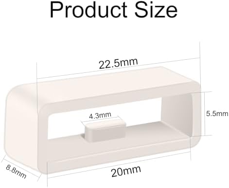 Close up view of white twenty millimeter smartwatch fastener rings for strap security.