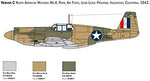 Side profile view of the unboxing contents for the 1:72 scale military airplane model.