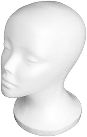 Styrofoam Model Heads,Hat Wig Foam Mannequin Wig Head Stand,Mannequin Head for Wigs,Wig Holder,Round Base,Female Mannequin for Wigs Hats Masks Hairpieces Arts Crafts DIY Projects (White Female) - Image 1