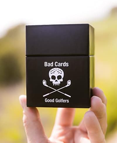 Bad Cards Fore Good Golfers deck placed inside a golf bag