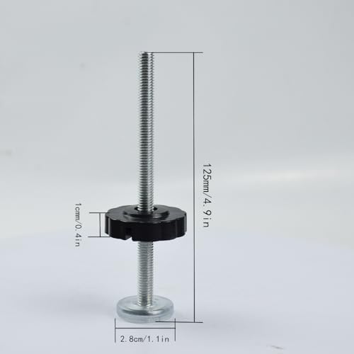Four pack of M8 safety gate replacement bolts arranged neatly showing the threaded adjustable design.
