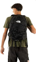 The North Face backpack showcasing the padded FlexVent suspension shoulder straps.