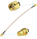 Two pieces of Bingfu thirty centimeter wireless antenna jumper cables displayed side by side