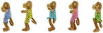 Five inch educational monkey puppet characters standing upright showing safe polyvinyl chloride construction detail.