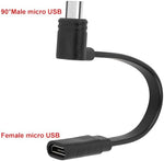 L-shaped male to female extender cord showing the flat cable design close up