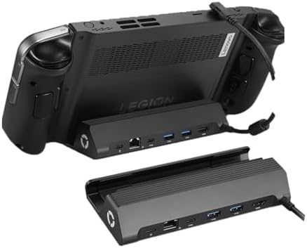 Lenovo 6-in-1 docking station back ports panel featuring HDMI slot and Ethernet input connector.