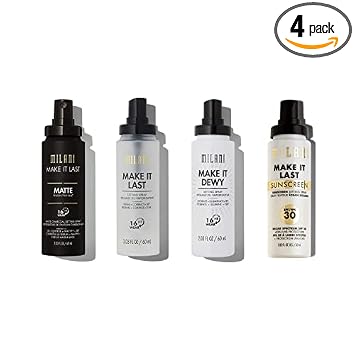 Milani Make It Last Setting Spray front view bottle for long lasting makeup wear.