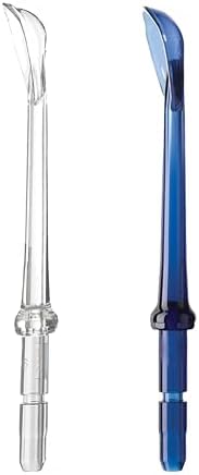 Waterpik replacement tongue scraper nozzle being attached to an electric water flosser.