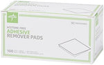 Individually wrapped Medline acetone-free adhesive remover wipes for sensitive skin.