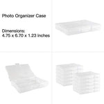 Close-up of Novelinks transparent photo organizer latch mechanism