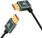Thsucords 90 degree left angle slim HDMI cord connected behind a wall mounted television