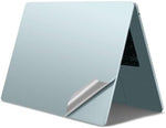 Ohgo protective sticker suite showing individual precision cut pieces for top shell bottom shell palm rest and trackpad.