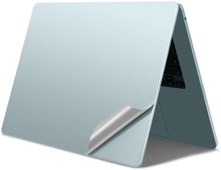 Ohgo protective sticker suite showing individual precision cut pieces for top shell bottom shell palm rest and trackpad.