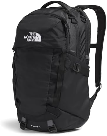 The North Face Recon daypack rear view highlighting the padded FlexVent shoulder straps and breathable airmesh back panel