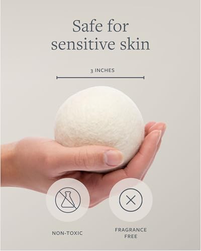 Hand felted premium wool spheres separating clothes inside an eco friendly dryer