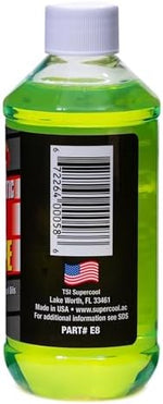 TSI Supercool synthetic ester lubricant displaying product information and 100 cSt viscosity rating for vehicle AC retrofits