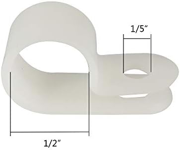 Alamic cord fastener pack displaying fifty pieces of white plastic clips alongside fifty mounting screws.