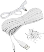 Smays flat power cable running neatly along a home baseboard using provided white cord clips.