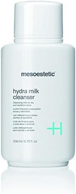Mesoestetic Hydra Milk Cleanser 6.76 fluid ounces bottle side angle