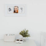 Pearhead mess free baby registry gift frame showing non toxic print cards