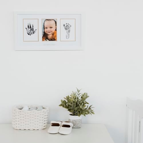 Pearhead mess free baby registry gift frame showing non toxic print cards